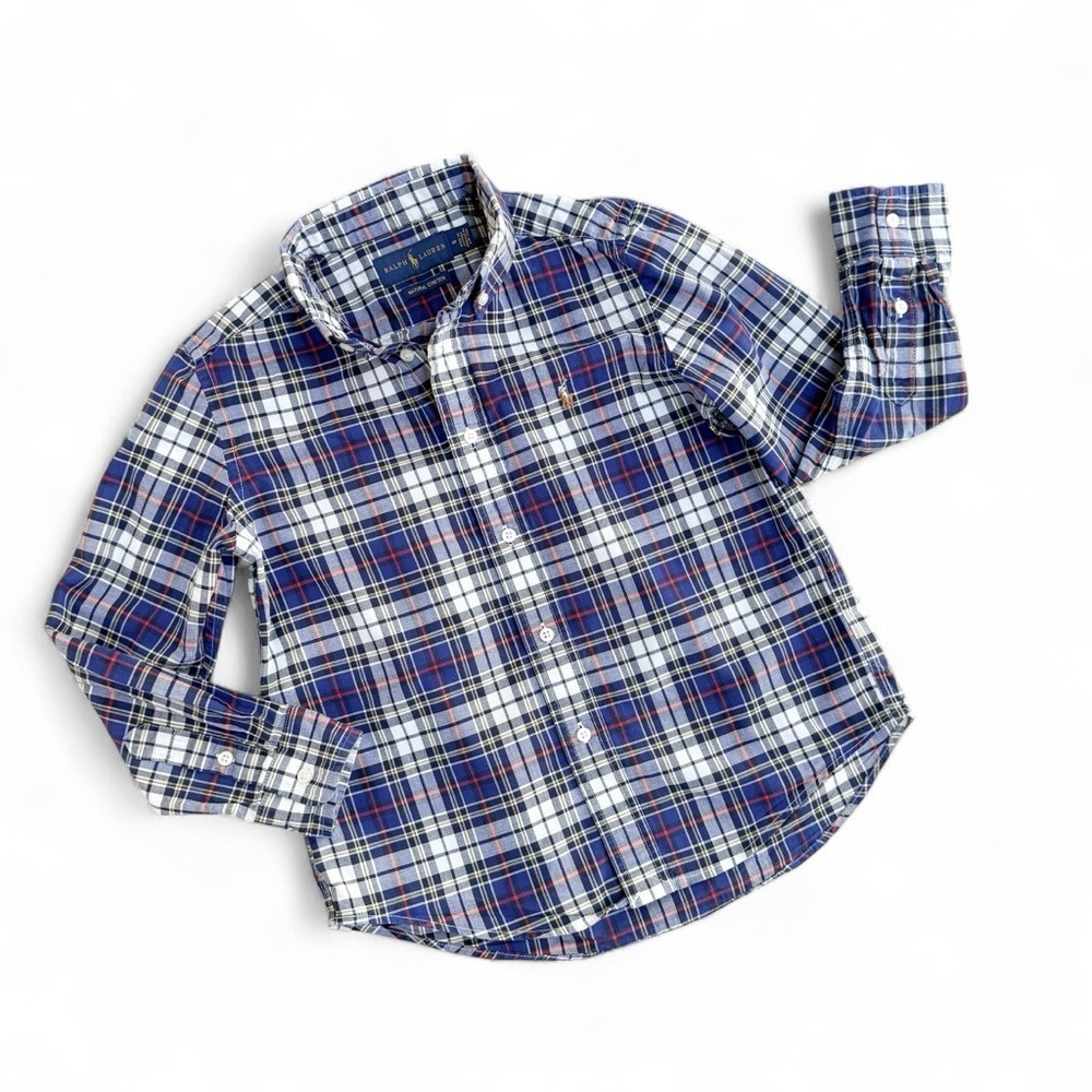 Polo Ralph Lauren Boys Size 6 Classic Plaid Button Down Oxford Shirt Blue Red